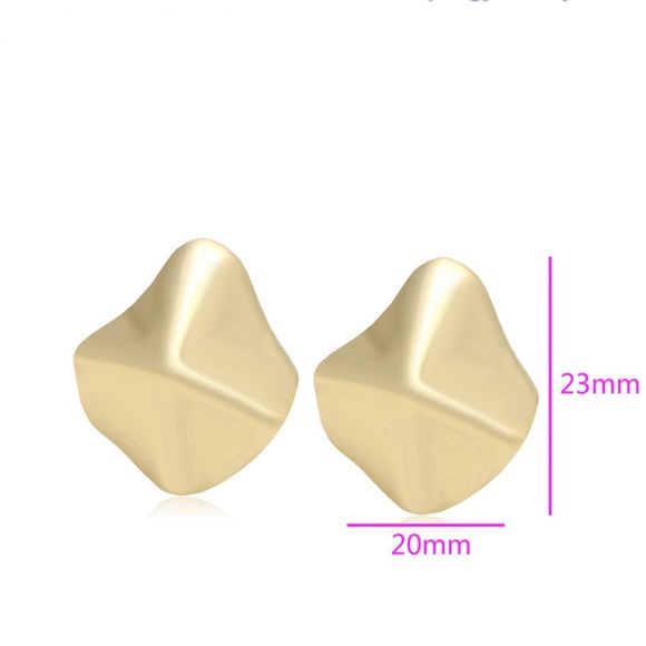 Zara Style Earrings Chunky Stud 14k Gold Plated Luxury Jewelry - Picture 5 of 9